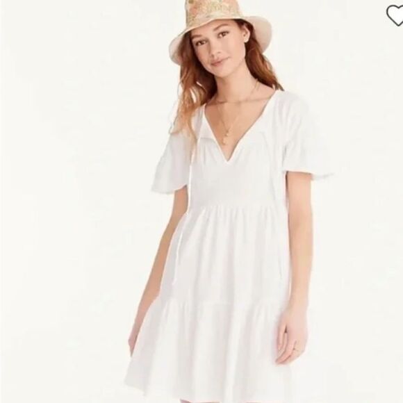 J. Crew Tiered Mini Dress in white size medium - Picture 1 of 15